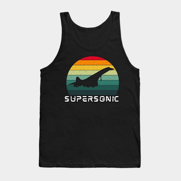 Supersonic Jet Aircraft Sunset retro Colors Birthday Gift Tank Top by GBDesigner